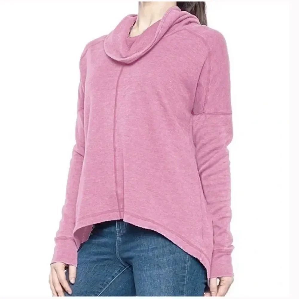 Lucky Brand cowl neck, dolman style waffle knit wisteria pink top SMALL